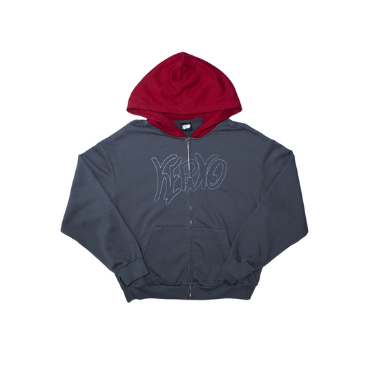 TWO TONE ZIP-UP HOODIE